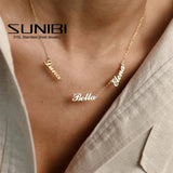 Personalized Stainless Steel 3 Nameplates Necklace for Party Gift