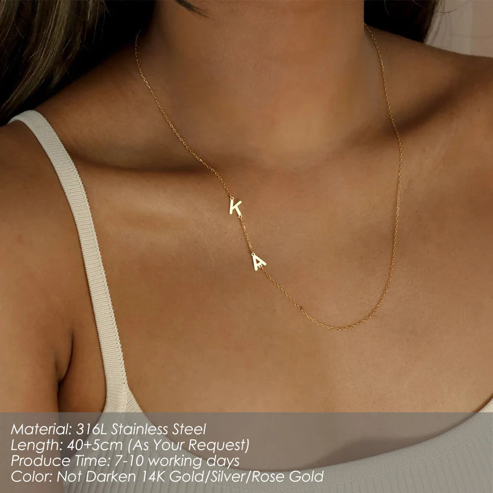 Letter Pendant Choker Charm Patchwork Necklace Women Fine Jewelry