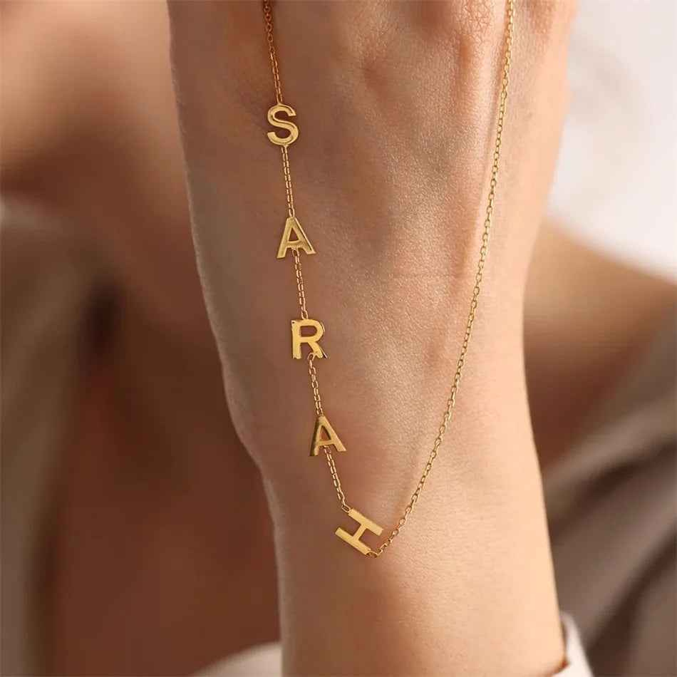 Letter Pendant Choker Charm Patchwork Necklace Women Fine Jewelry
