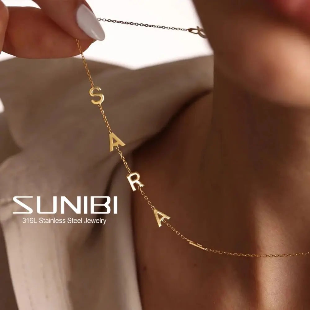 Letter Pendant Choker Charm Patchwork Necklace Women Fine Jewelry