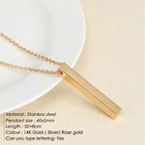 Custom Engraved Stainless Steel Bar Necklace