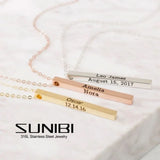 Custom Engraved Stainless Steel Bar Necklace