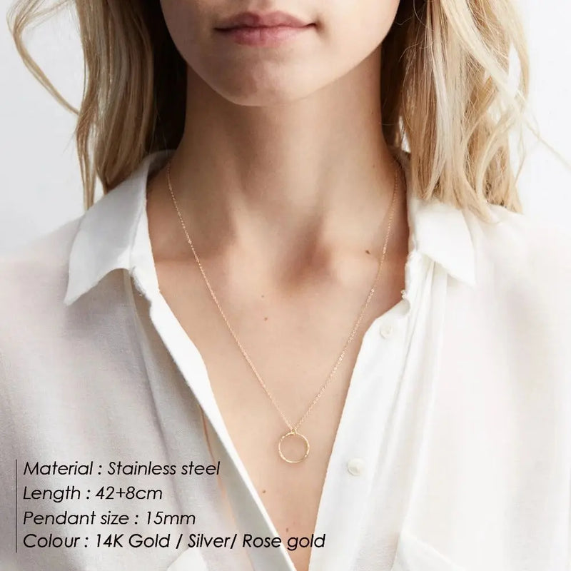 Stainless Steel Round Pendant Necklace Wedding Gift