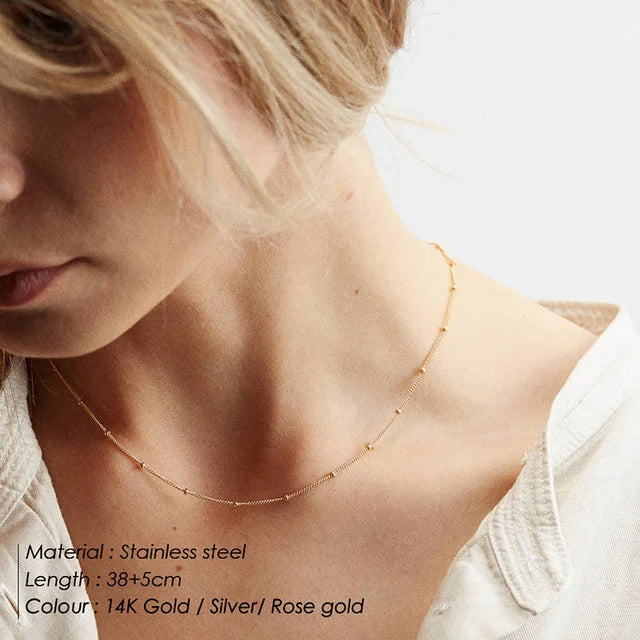 Initial Letter Pendant Necklace Stainless Steel Chain Women Gift Jewelry