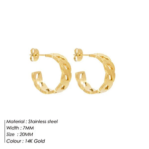 Small Round Hoop Earrings for Women Steampunk Circle Stainless Steel