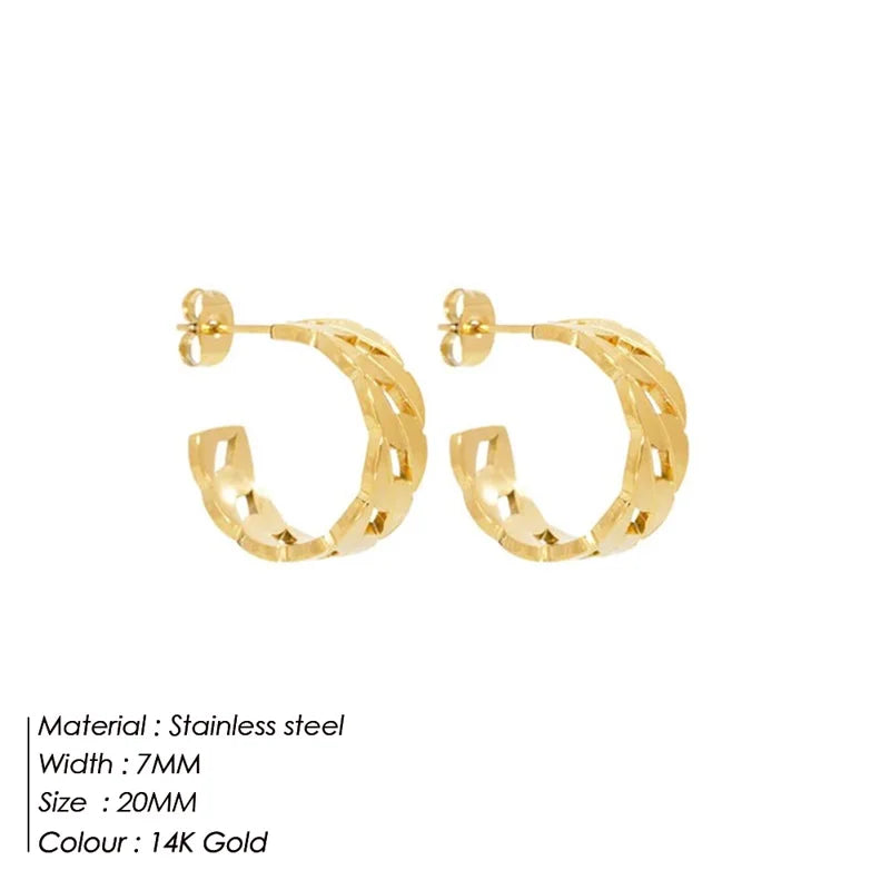 Small Round Hoop Earrings for Women Steampunk Circle Stainless Steel