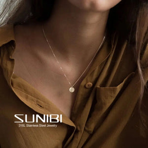 Stainless Steel Mini Coin Pendant Necklace for Women
