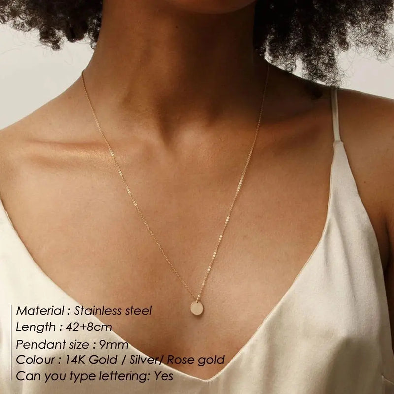 Stainless Steel Mini Coin Pendant Necklace for Women