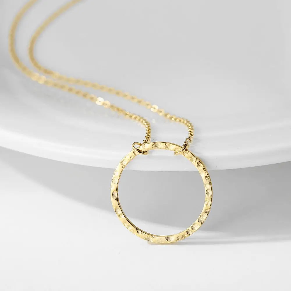 Stainless Steel Circle Pendant Necklace Minimalist Jewelry