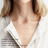 Stainless Steel Circle Pendant Necklace Minimalist Jewelry