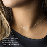 Stainless Steel Necklace Women Pearls Crystals Neck Chain Pendant