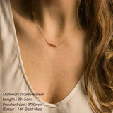 Stainless Steel Necklace Women Pearls Crystals Neck Chain Pendant
