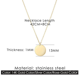 Stainless Steel Disc Pendant Necklaces for Women