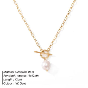 Freshwater Pearl Necklace for Women Stainless Steel Pendant
