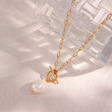 Freshwater Pearl Necklace for Women Stainless Steel Pendant