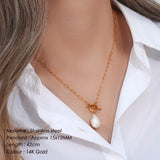Freshwater Pearl Necklace for Women Stainless Steel Pendant
