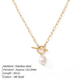 Freshwater Pearl Necklace for Women Stainless Steel Pendant