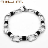 316L Stainless Steel 10mm Geometric Link Chain Bracelet