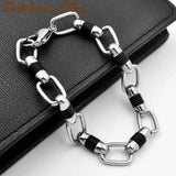 316L Stainless Steel 10mm Geometric Link Chain Bracelet