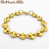316L Stainless Steel Bracelet Geometric Link Chain Silver Plated Jewelry