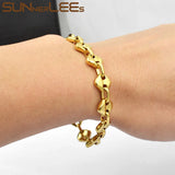 316L Stainless Steel Bracelet Geometric Link Chain Silver Plated Jewelry