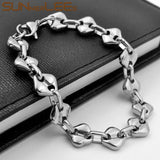 316L Stainless Steel Bracelet Geometric Link Chain Silver Plated Jewelry