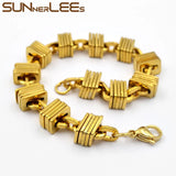 316L Stainless Steel Bracelet Square Link Chain Silver Plated