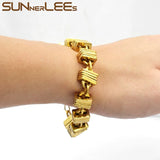316L Stainless Steel Bracelet Square Link Chain Silver Plated