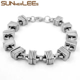 316L Stainless Steel Bracelet Square Link Chain Silver Plated