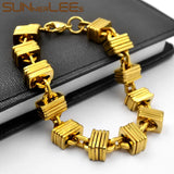 316L Stainless Steel Bracelet Square Link Chain Silver Plated