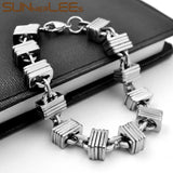 316L Stainless Steel Bracelet Square Link Chain Silver Plated