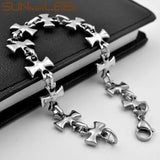 316L Stainless Steel Bracelet 13mm Geometric Cross Link Chain Silver Polishing