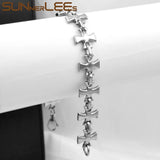 316L Stainless Steel Bracelet 13mm Geometric Cross Link Chain Silver Polishing