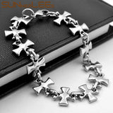 316L Stainless Steel Bracelet 13mm Geometric Cross Link Chain Silver Polishing