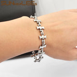 316L Stainless Steel Bracelet 13mm Geometric Cross Link Chain Silver Polishing