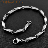 316L Stainless Steel Bracelet Geometric Link Chain Silver Plated Men Women Gift