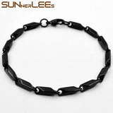 316L Stainless Steel Bracelet Geometric Link Chain Silver Plated Men Women Gift