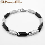316L Stainless Steel Bracelet Geometric Link Chain Silver Plated Men Women Gift