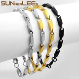 316L Stainless Steel Bracelet Geometric Link Chain Silver Plated Men Women Gift