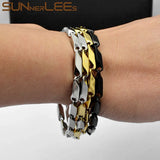 316L Stainless Steel Bracelet Geometric Link Chain Silver Plated Men Women Gift