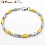 316L Stainless Steel Bracelet Geometric Link Chain Silver Plated Men Women Gift
