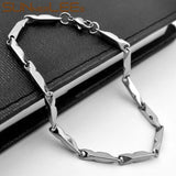 316L Stainless Steel Bracelet 3mm Geometric Link Chain Silver Plated Gift