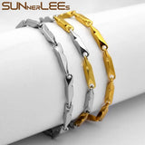 316L Stainless Steel Bracelet 3mm Geometric Link Chain Silver Plated Gift