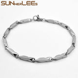 316L Stainless Steel Bracelet 3mm Geometric Link Chain Silver Plated Gift