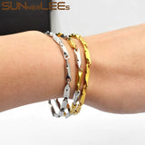 316L Stainless Steel Bracelet 3mm Geometric Link Chain Silver Plated Gift