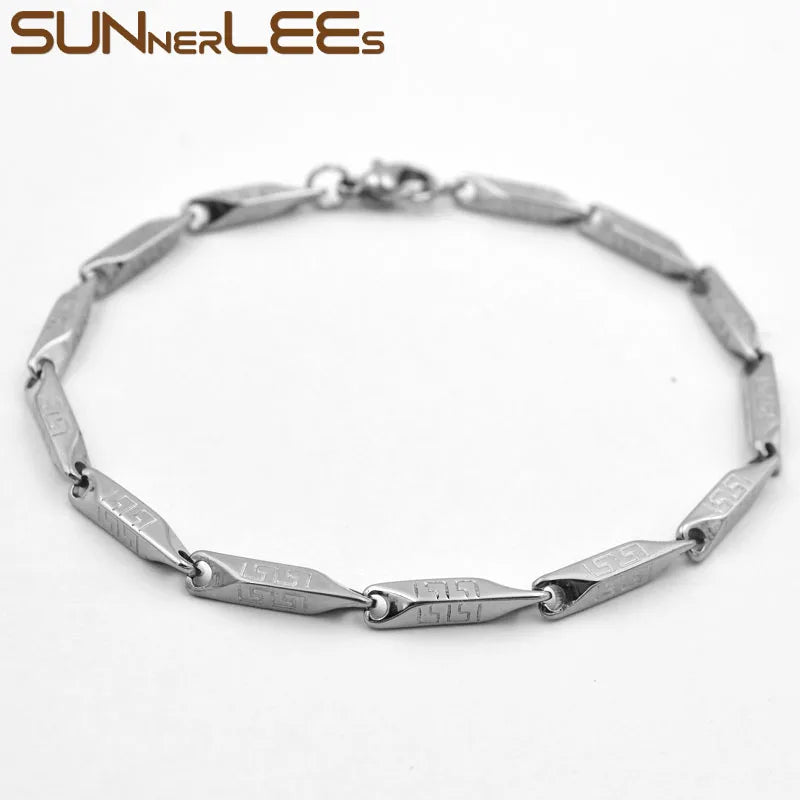 3mm Geometric Link Chain Stainless Steel Bracelet SC247