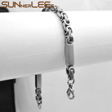 316L Stainless Steel Bracelet 5mm Geometric Byzantine Link Chain Silver SC211 B