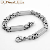 316L Stainless Steel Bracelet 5mm Geometric Byzantine Link Chain Silver SC211 B