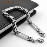 316L Stainless Steel Bracelet 5mm Geometric Byzantine Link Chain Silver