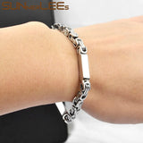316L Stainless Steel Bracelet 5mm Geometric Byzantine Link Chain Silver